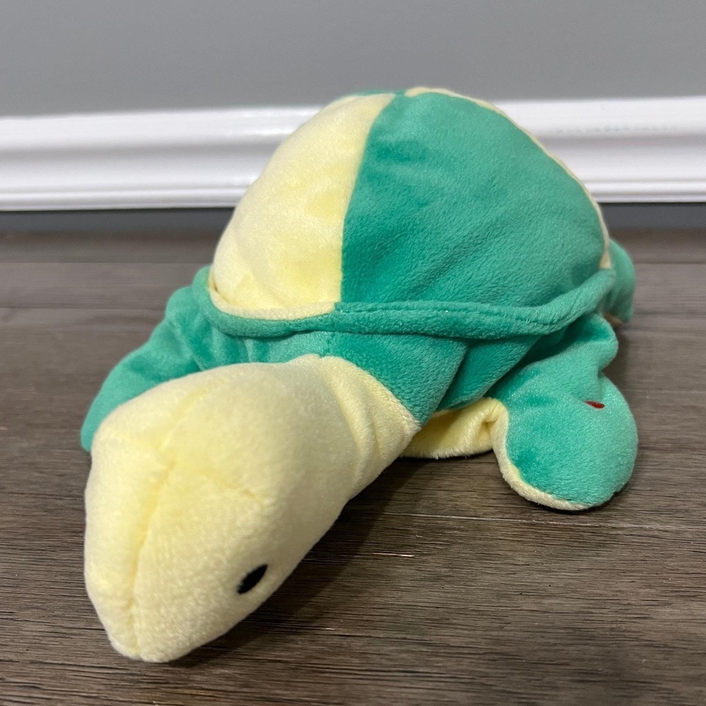 Vintage 1996 Ty Beanie Buddies Turtle Plush Green and Yellow Color Block‎